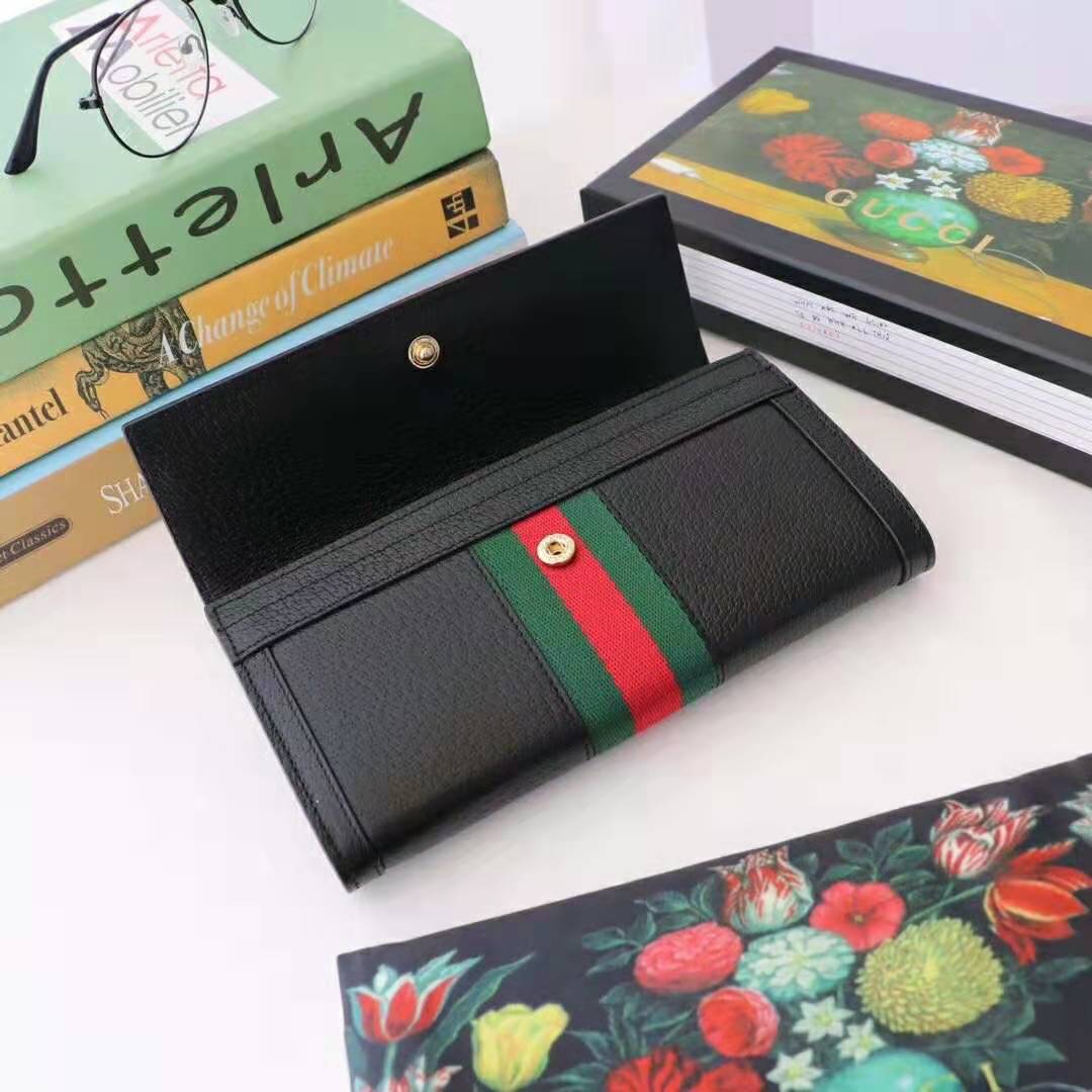 Gucci GG Unisex Ophidia Continental Wallet in Black Leather
