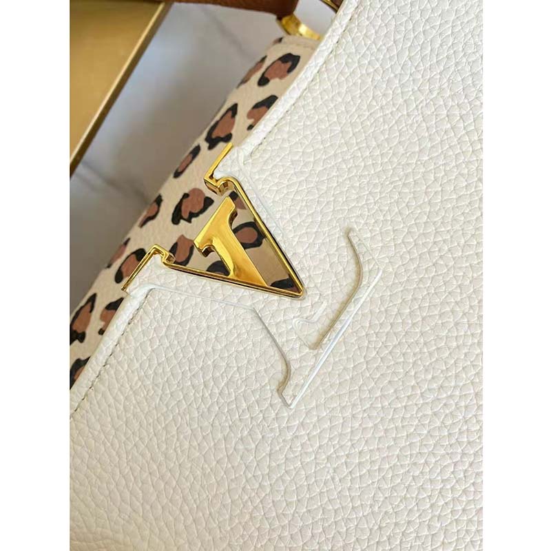 Louis Vuitton LV Women Capucines MM Handbag Cream Taurillon Leather