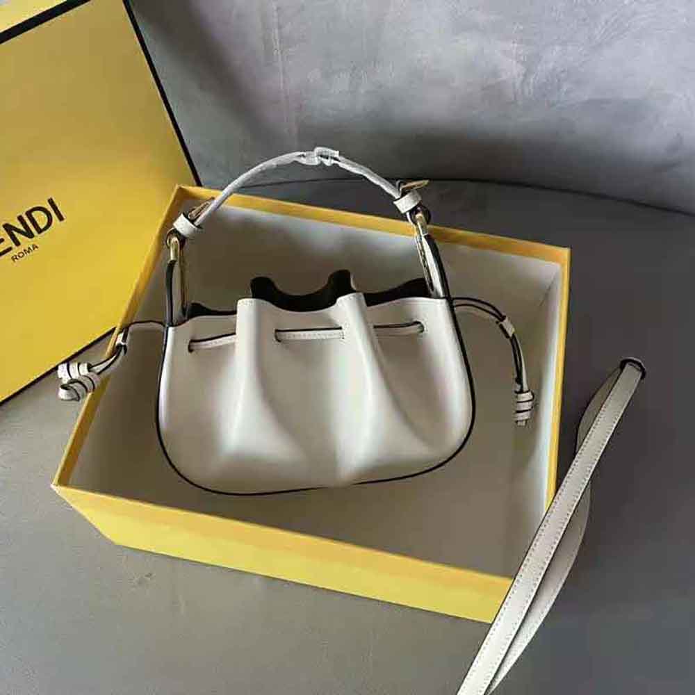 Fendi Women Pomodorino White Leather Mini-Bag