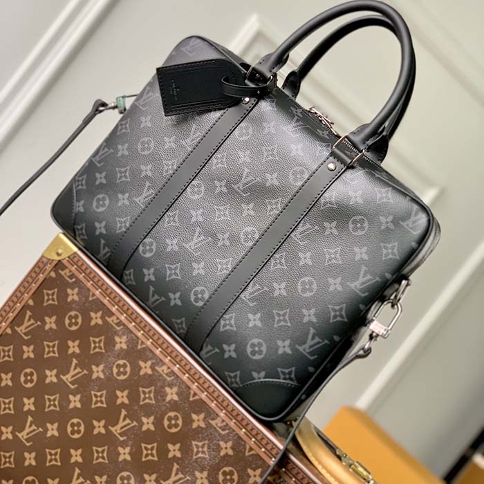Louis Vuitton LV Men Porte-Documents Voyage PM Monogram Eclipse Coated Canvas