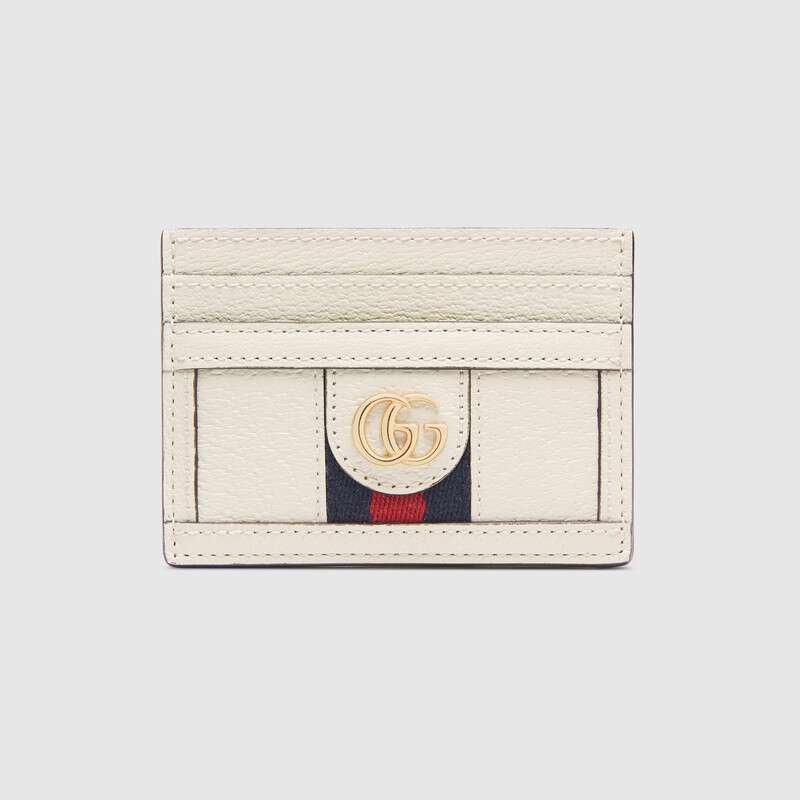 Gucci GG Unisex Ophidia Card Case in Leather with Blue and Red House Web