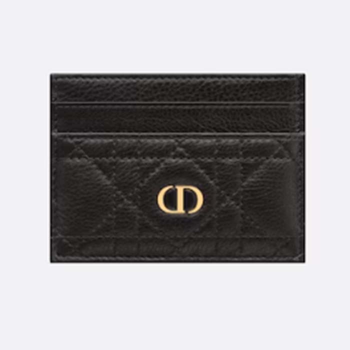Dior Unisex CD Dior Caro Five Slot Card Holder Black Supple Cannage Calfskin