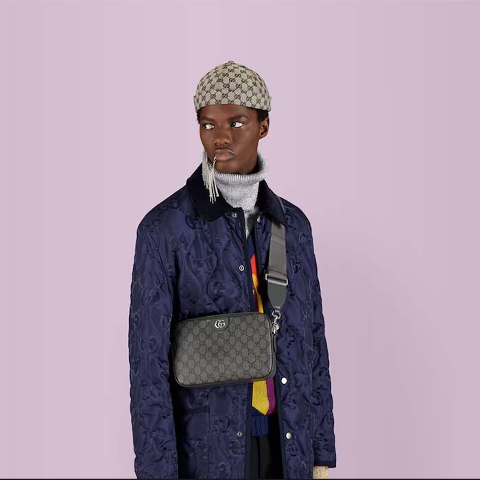 Gucci Unisex Ophidia GG Shoulder Bag Grey Black GG Supreme Canvas Double G
