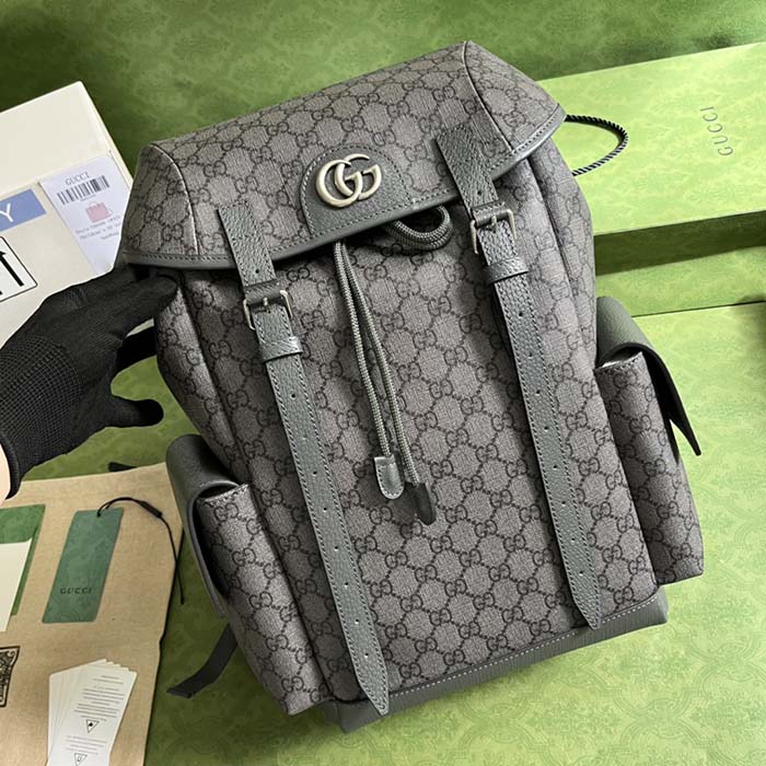 Gucci Unisex Ophidia GG Medium Backpack Grey Black GG Supreme Canvas