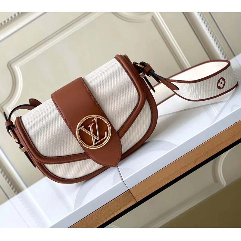 Louis Vuitton LV Women Pont 9 Soft MM Handbag Caramel Brown Canvas Cowhide