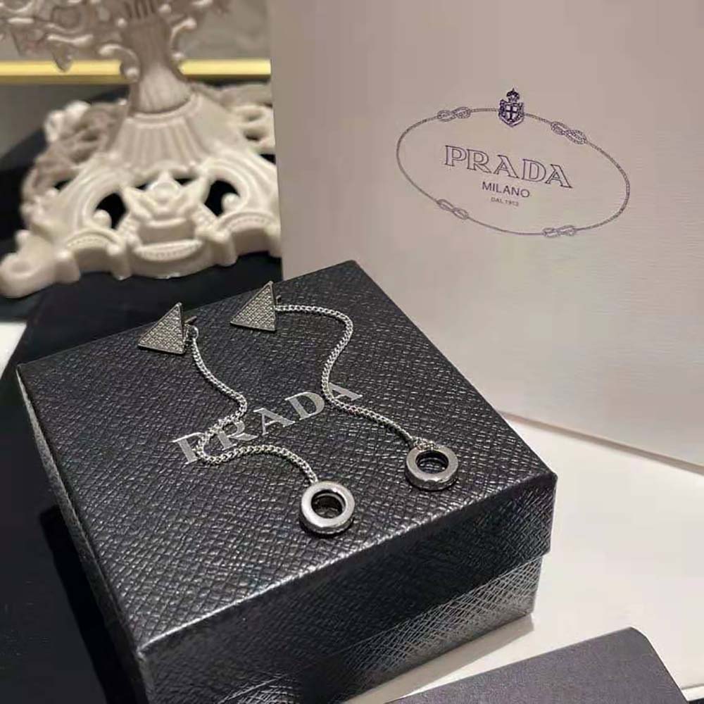 Prada Women Crystal Logo Jewels AirPods Pendant Earrings