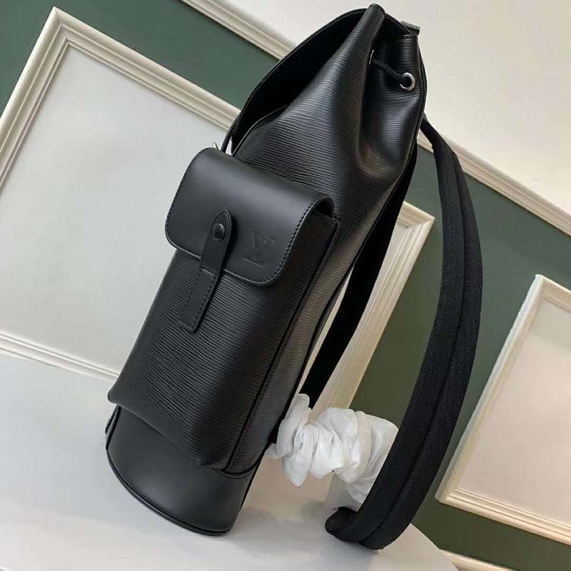 Louis Vuitton LV Unisex Christopher PM Backpack in Timeless Black Epi Leather-Black