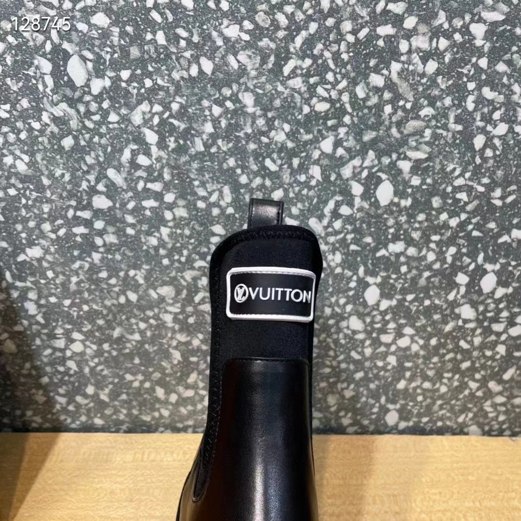 Louis Vuitton Women Shoes LV Ruby Flat Ankle Boot Black Rubberized Calf Leather