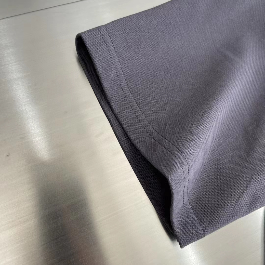 Dior Men CD Relaxed-Fit T-Shirt Gray Slub Cotton Jersey Ribbed Crew Neck