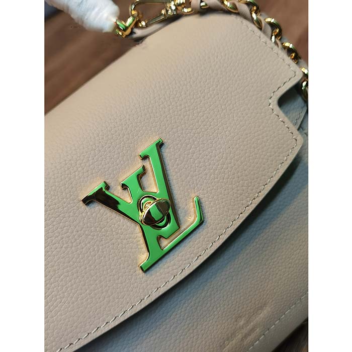 Louis Vuitton LV Women Lockme Ever Mini Handbag Greige Grained Calf Leather