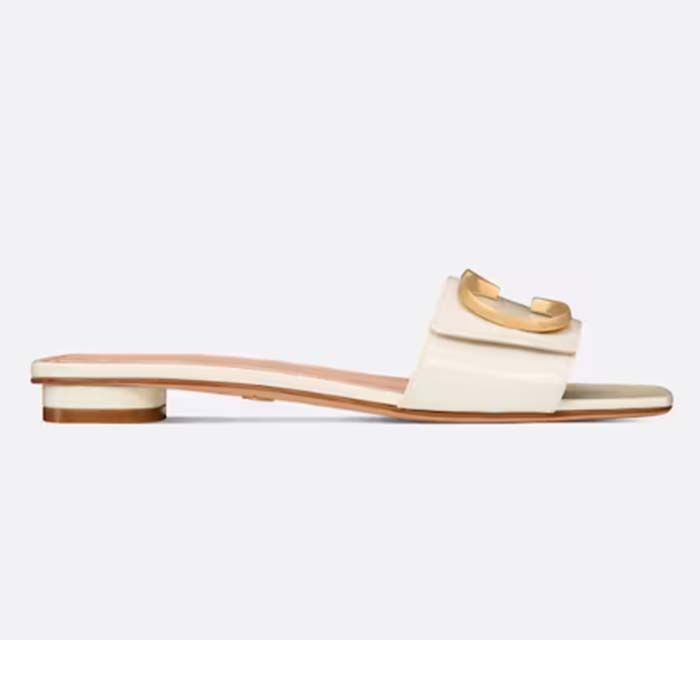 Dior Women CD C’est Dior Slide White Patent Calfskin Metal C D Initials