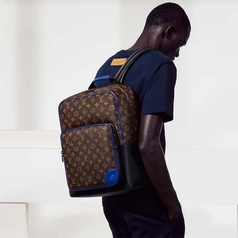 Louis Vuitton LV Unisex Dean Backpack Blue Monogram Macassar Coated Canvas Cowhide Leather