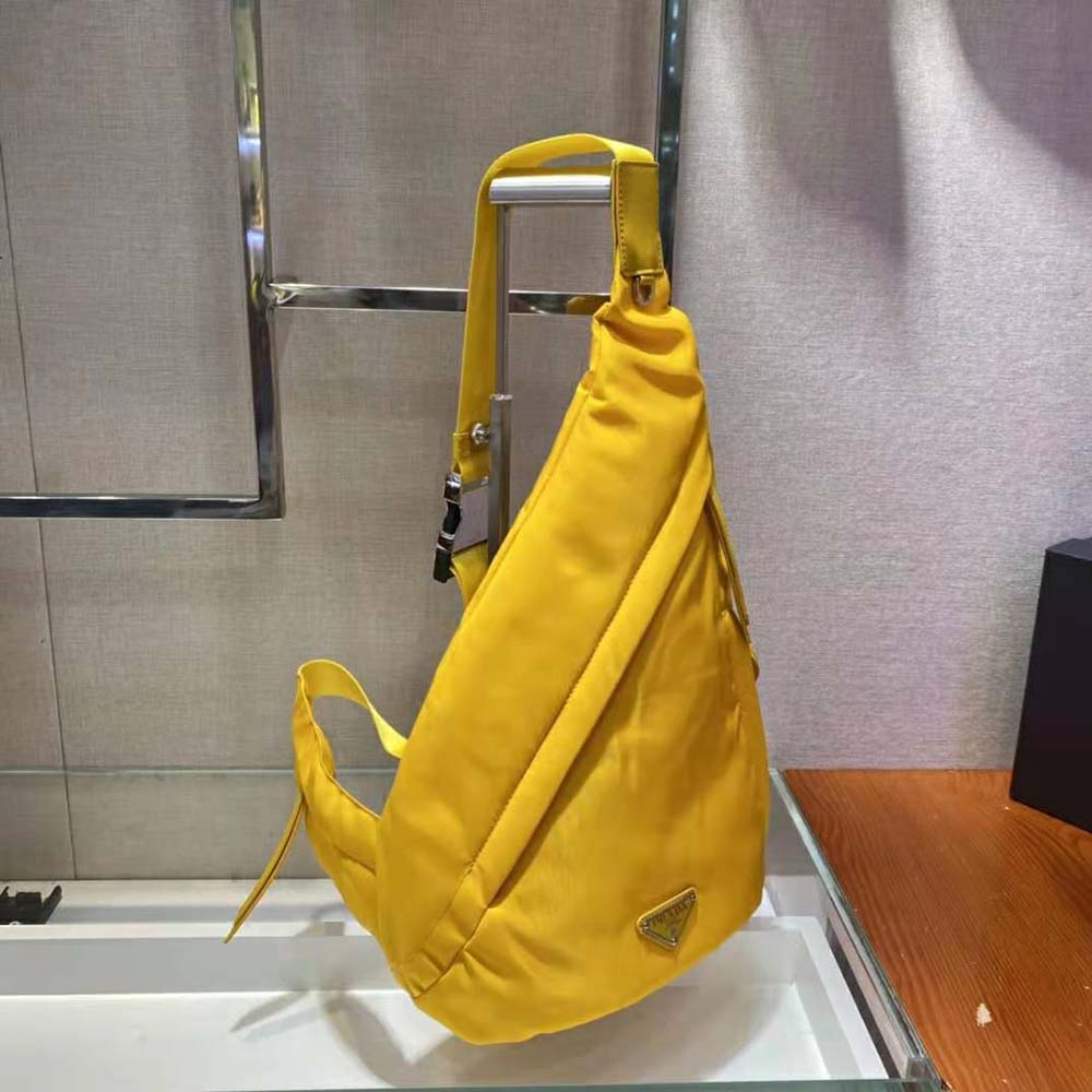Prada Unisex Re-Nylon and Leather Backpack-Yellow