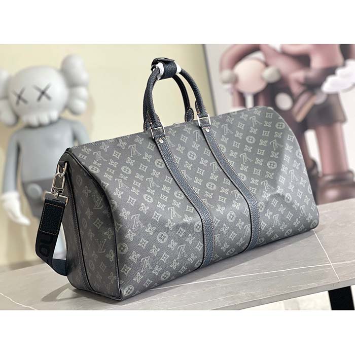 Louis Vuitton LV Unisex Keepall Bandoulière 50 Dark Green Monogram Coated Canvas Cowhide