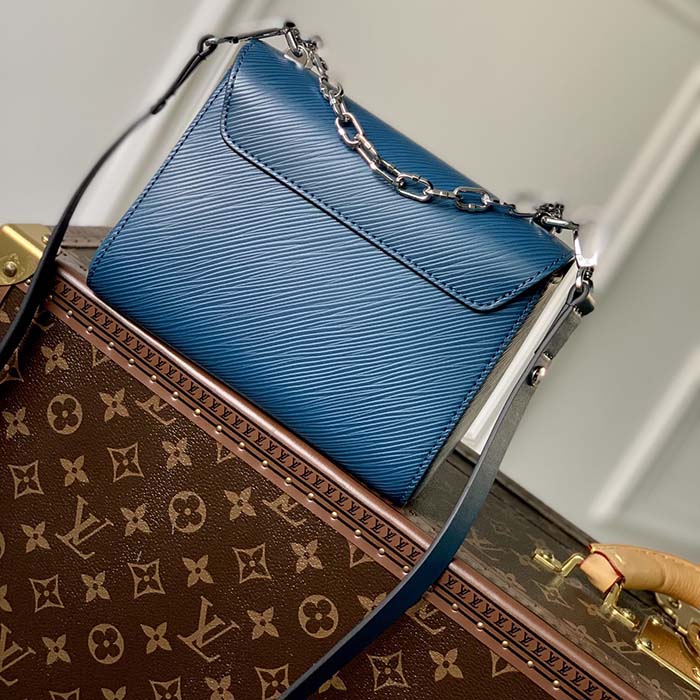 Louis Vuitton LV Women Twist PM Handbag Toledo Blue Epi Grained Cowhide