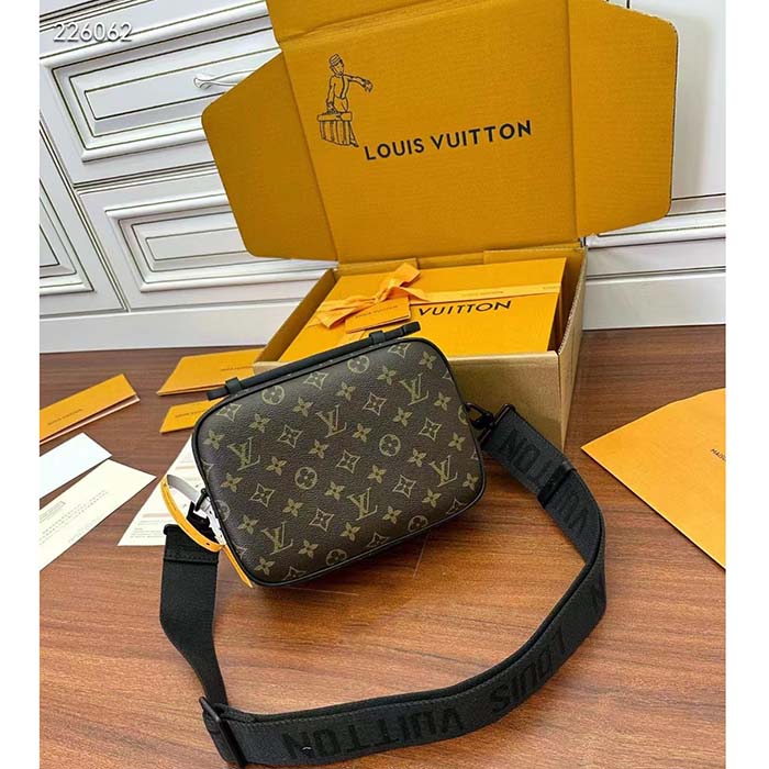 Louis Vuitton LV Unisex S Lock Messenger Black Monogram Macassar Coated Canvas Epi Leather