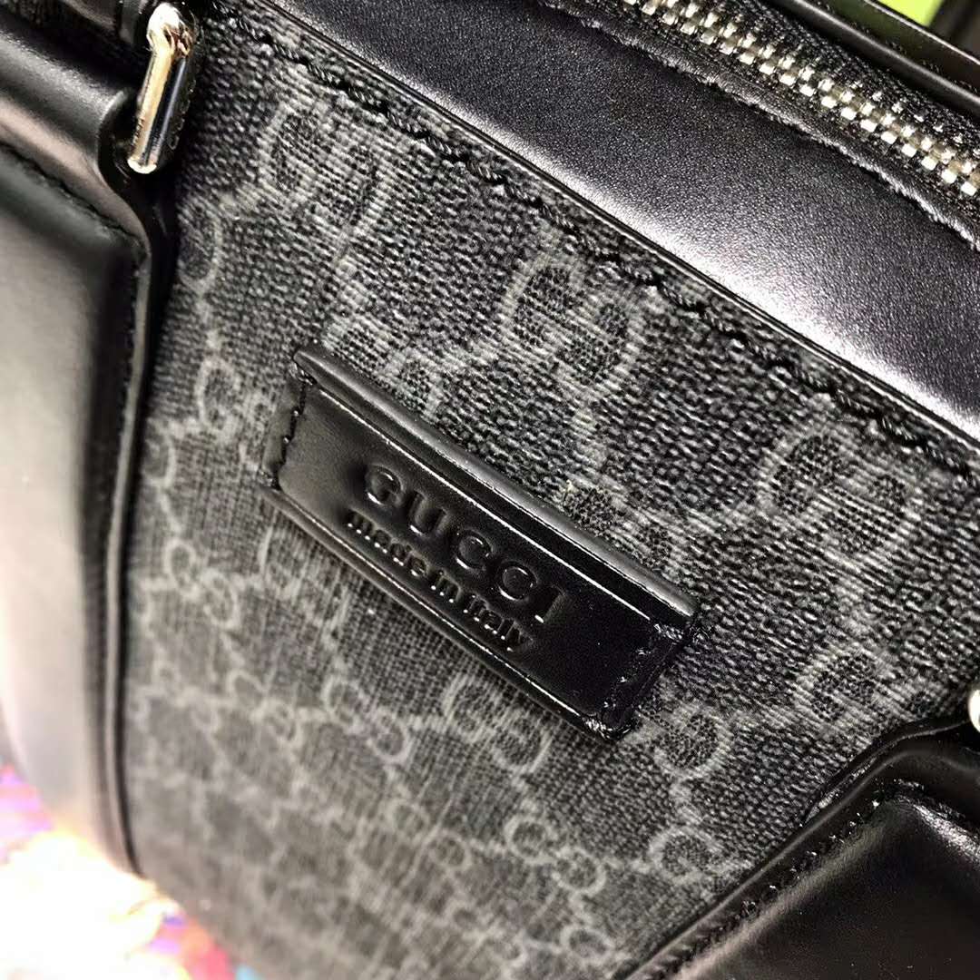 Gucci Unisex GG Black Briefcase Black/Grey GG Supreme Canvas