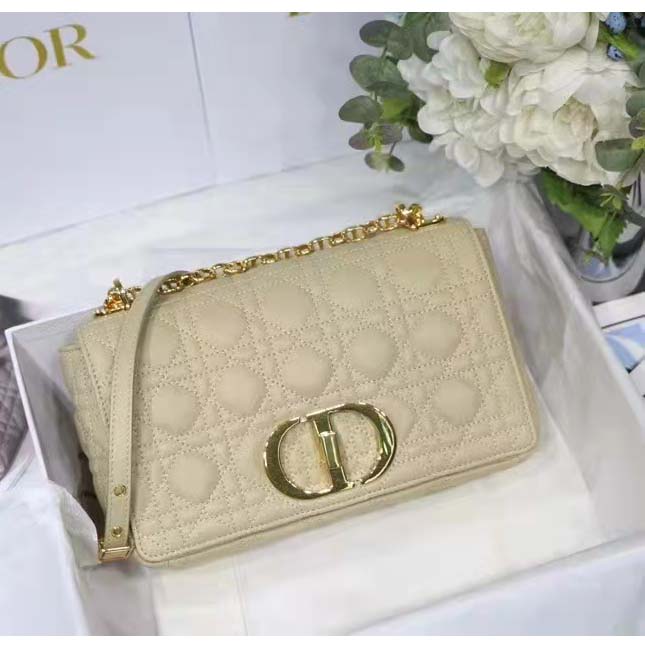 Dior Women CD Medium Dior Caro Bag Beige Supple Cannage Calfskin