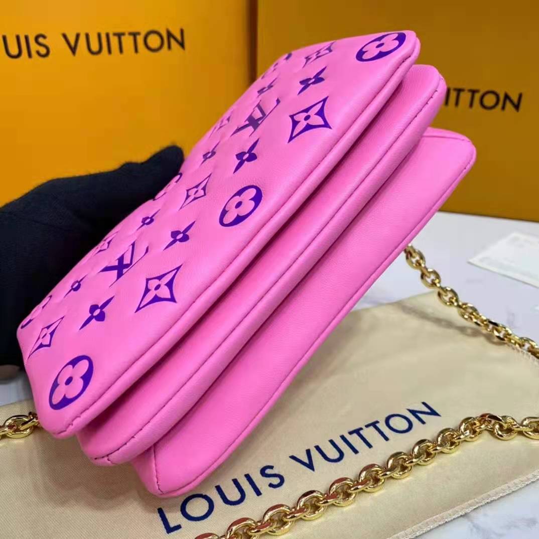 Louis Vuitton LV Women Pochette Coussin Pink Monogram Embossed Lambskin