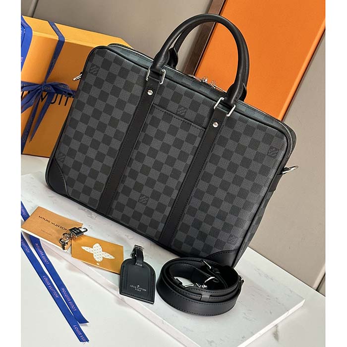 Louis Vuitton LV Uniisex Porte-Documents Voyage PM Damier Graphite Coated Canvas