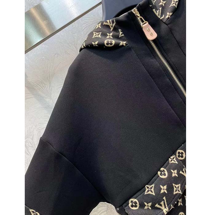 Louis Vuitton LV Men LV Monogram Jacquard Knit Jacket Silk Polyamide Elastane Black Brown