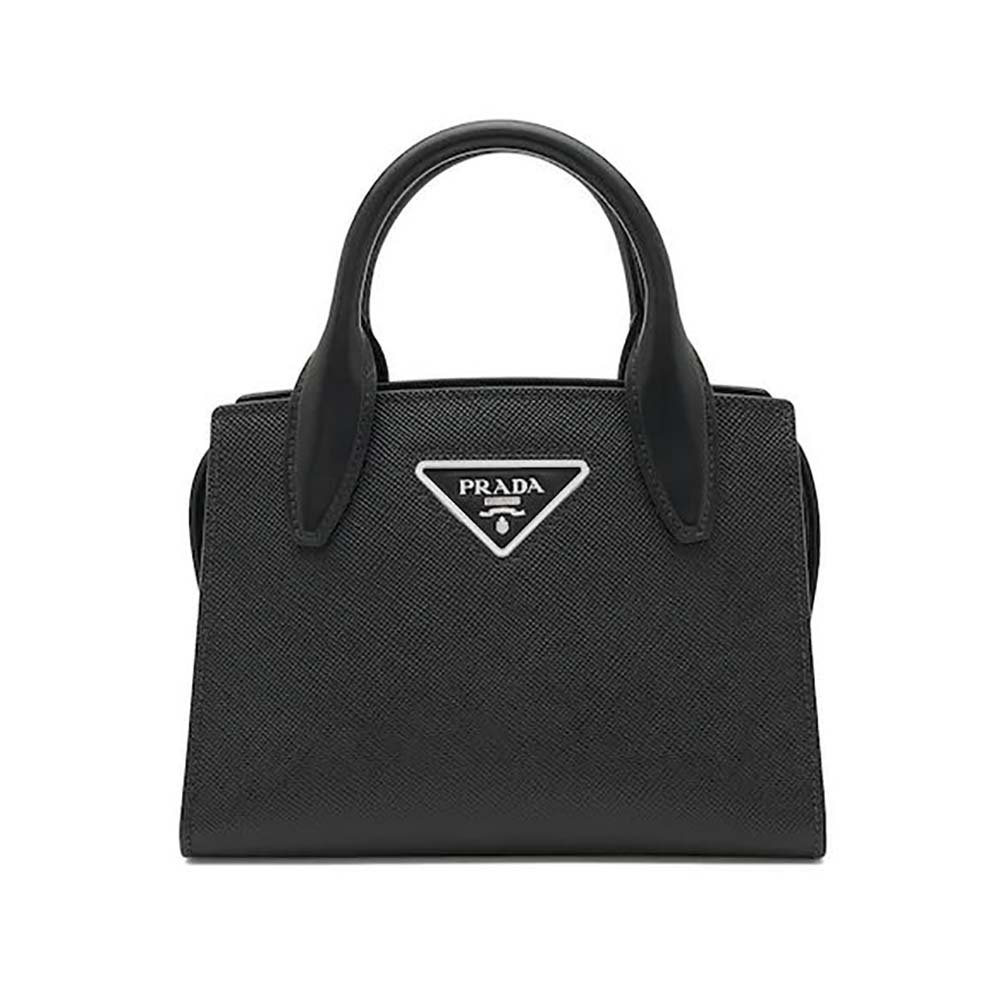 Prada Women Saffiano Leather Prada Kristen Handbag-Black