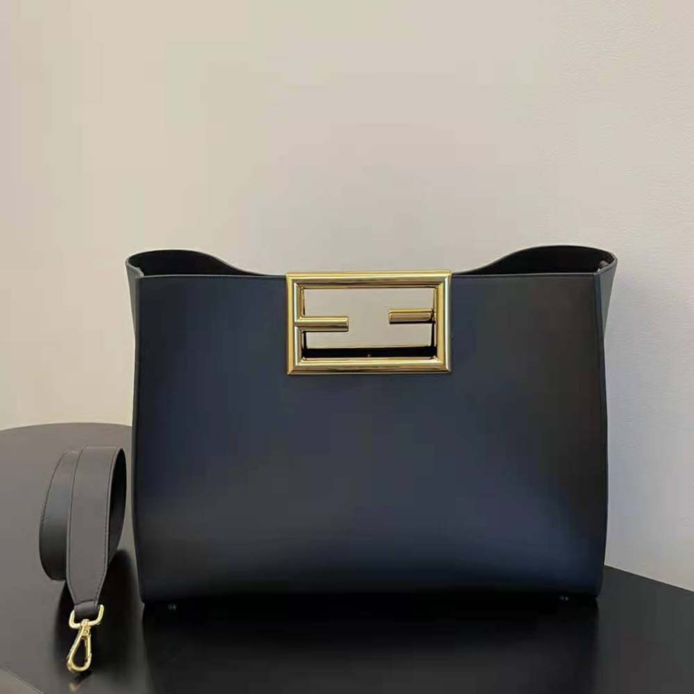 Fendi Women Way Medium Made of Camellia-Colored Leather Bag-Black