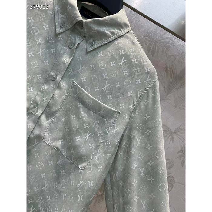 Louis Vuitton Women LV Monogram Cloud Shirt Silk Green Blue Regular Fit