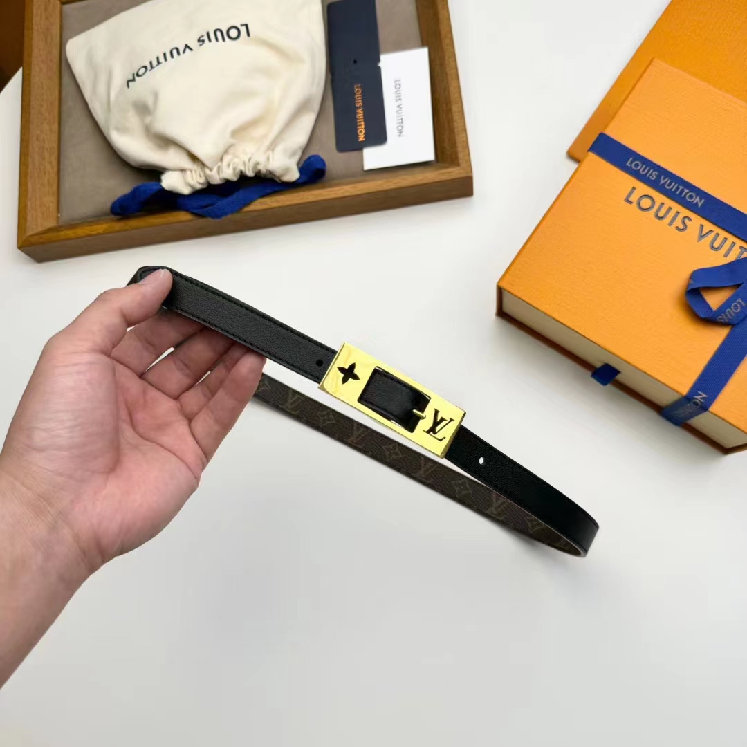 Louis Vuitton Unisex LV Duo 18MM Reversible Belt Monogram Canvas Recto Side Black Leather Verso
