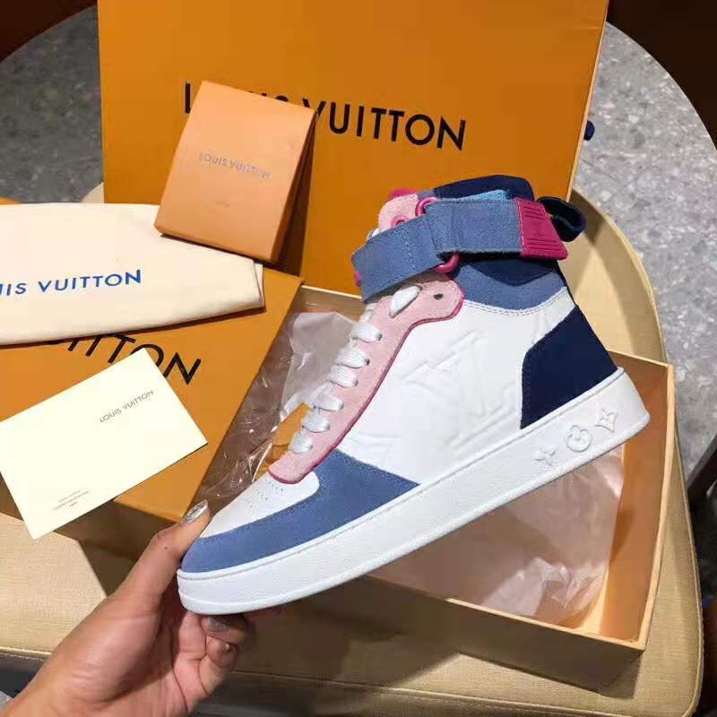 Louis Vuitton LV Unisex Boombox Sneaker Boot in Embossed Lamb Leather-Pink