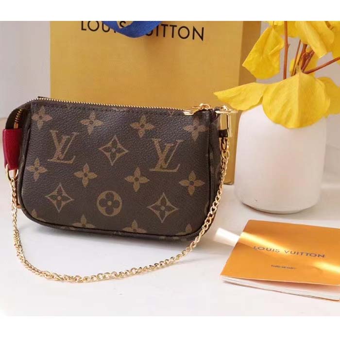 Louis Vuitton LV Women Mini Pochette Accessoires Fuchsia Monogram Coated Canvas