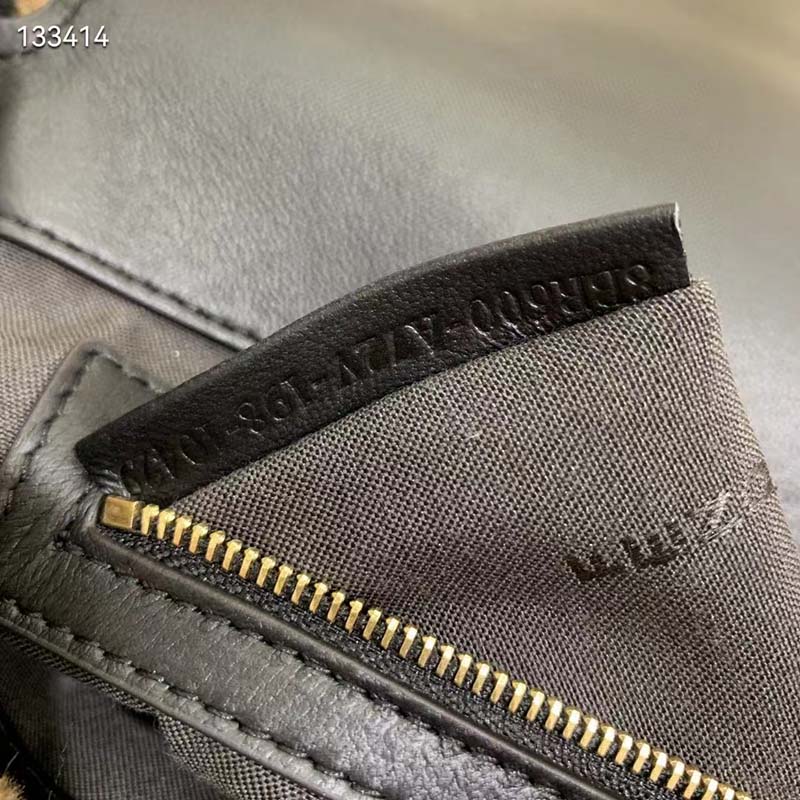 Fendi Women FF Baguette Brown Sheepskin Sheep Fur Calfskin Bag