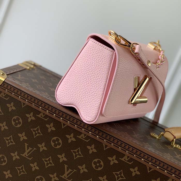 Louis Vuitton LV Women Twist PM Handbag Pink Grained Calfskin Leather