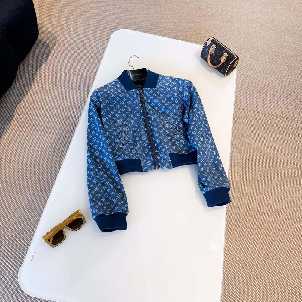 Louis Vuitton Women Cropped Monogram Denim Bomber Jacket 1AI176
