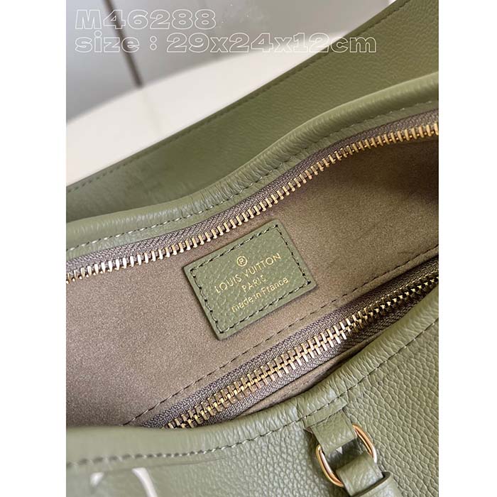 Louis Vuitton LV Women CarryAll PM Bag Light Khaki Cream Monogram Empreinte Embossed Grained Cowhide Leather