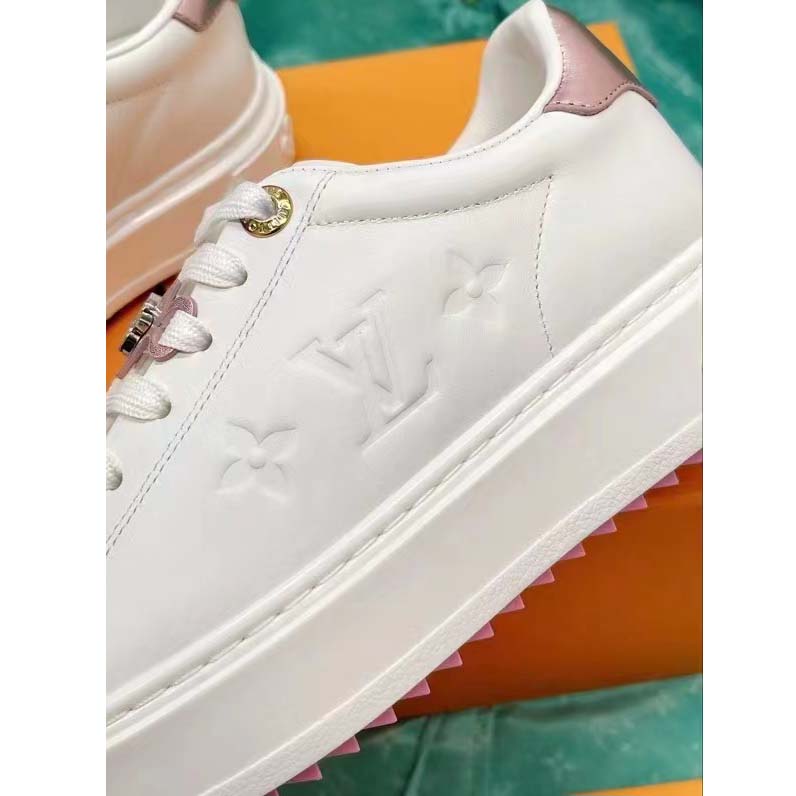 Louis Vuitton LV Women Time Out Sneaker Rose Clair Pink Smooth Calf Leather