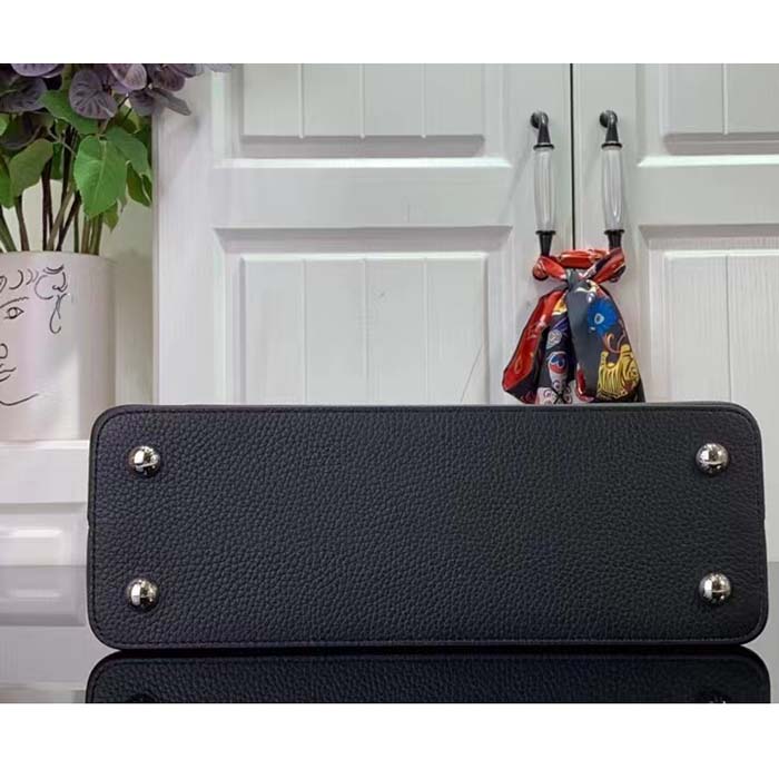 Louis Vuitton Women LV x YK Capucines MM Black Taurillon Bull Calf Leather 3D Painted Dots Print