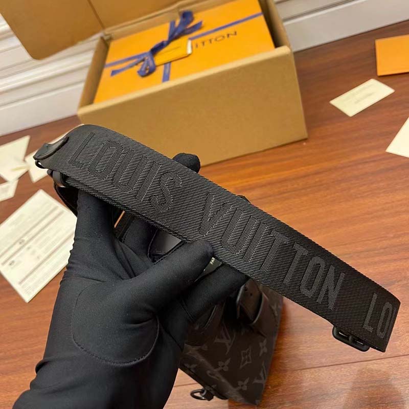 Louis Vuitton LV Unisex Saumur Slingbag Monogram Eclipse Coated Canvas Black Cowhide