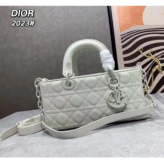 Dior Women CD Small Lady D-Joy Bag Latte Cannage Lambskin