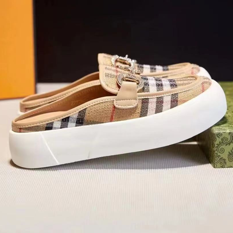 Latest check metal buckle mules PD042025051911