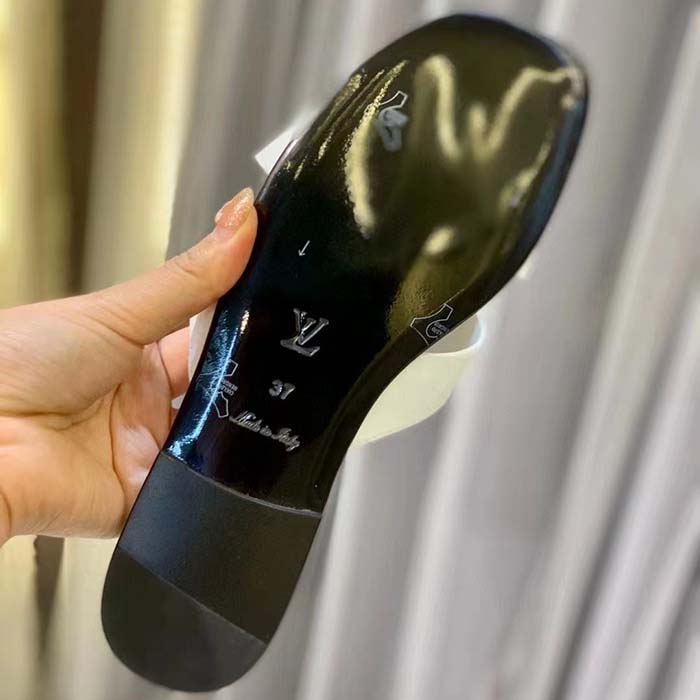 Louis Vuitton LV Unisex Isola Flat Mule White Calf Leather Circle Signature