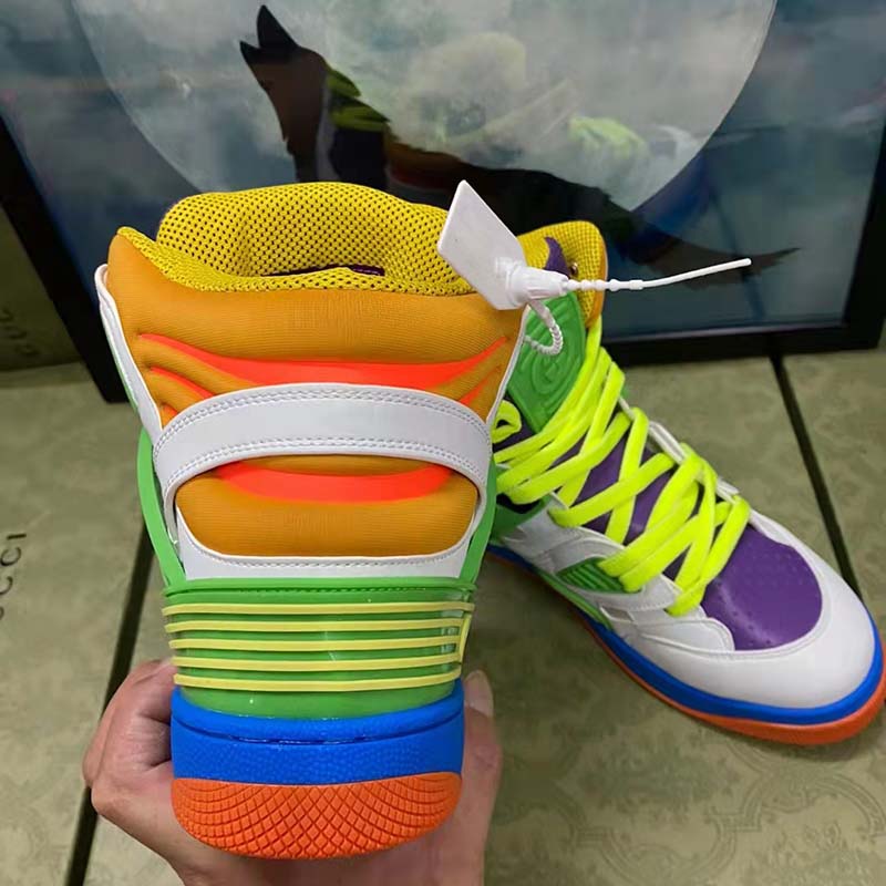 Gucci Unisex GG Gucci Basket Sneaker Green Demetra Rubber Interlocking G Patch