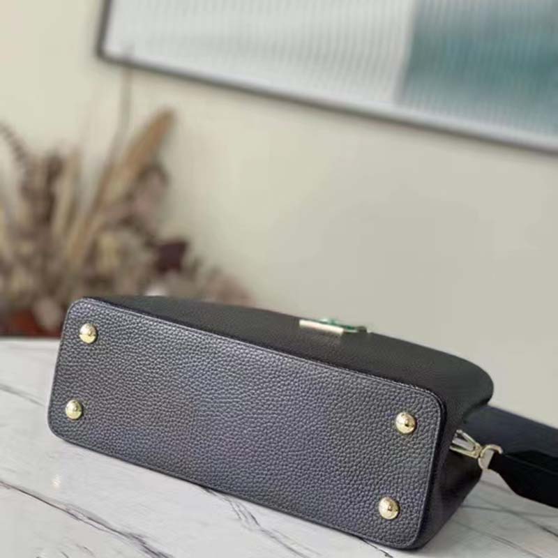 Louis Vuitton LV Women Capucines BB Handbag Black Taurillon Cowhide Leather