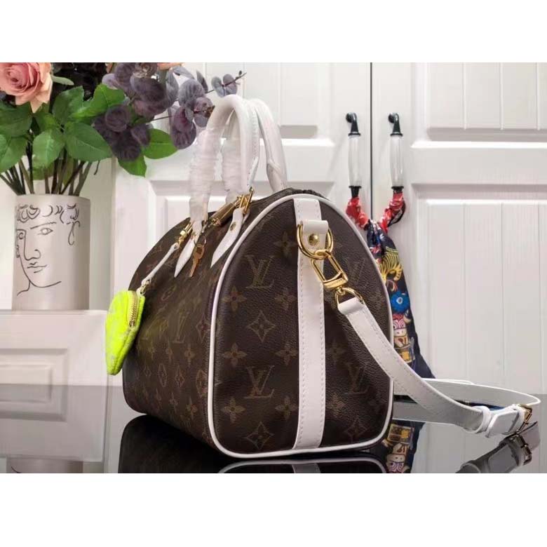 Louis Vuitton Women Speedy Bandoulière 25 Handbag Monogram Coated Canvas Cowhide Leather