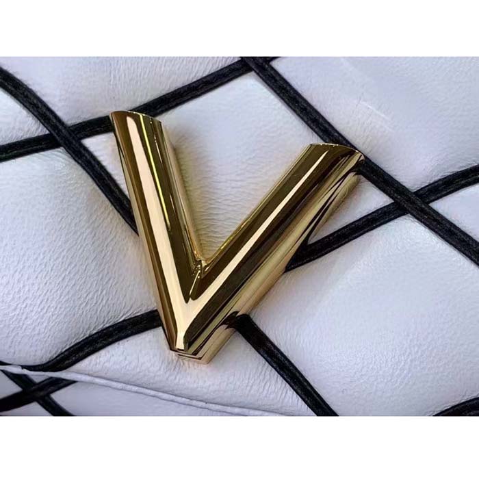 Louis Vuitton LV Women Pico GO-14 Black White Lambskin Cowhide Leather