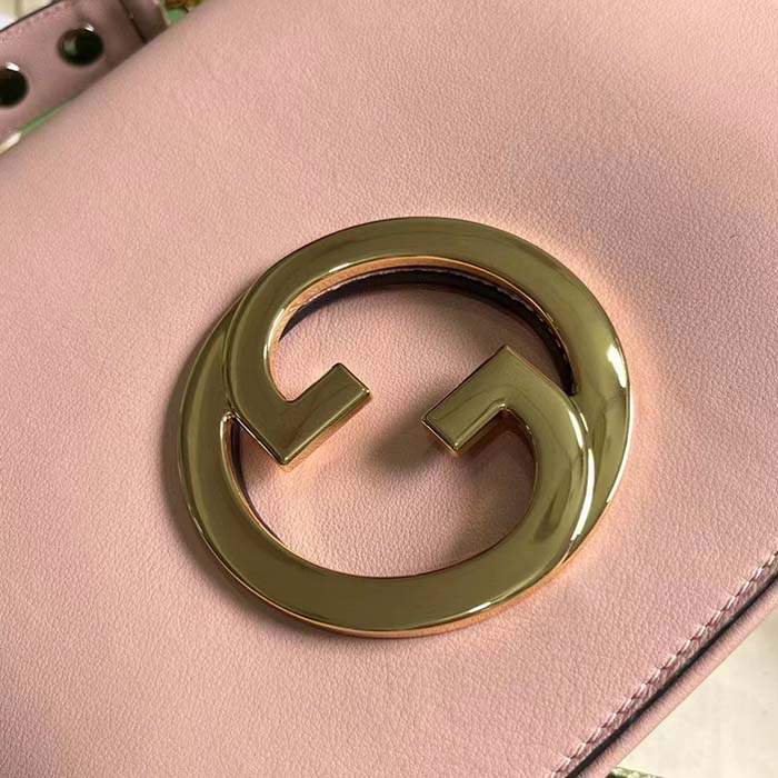 Gucci Women Blondie Top Handle Bag Light Pink Leather Round Interlocking G