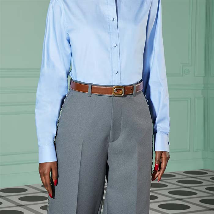 Gucci GG Unisex Belt Squared Interlocking G Buckle Black Leather 30 MM Width