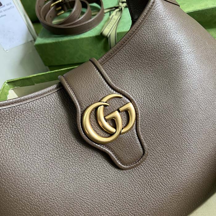 Gucci Women Aphrodite Medium Shoulder Bag Brown Soft Leather