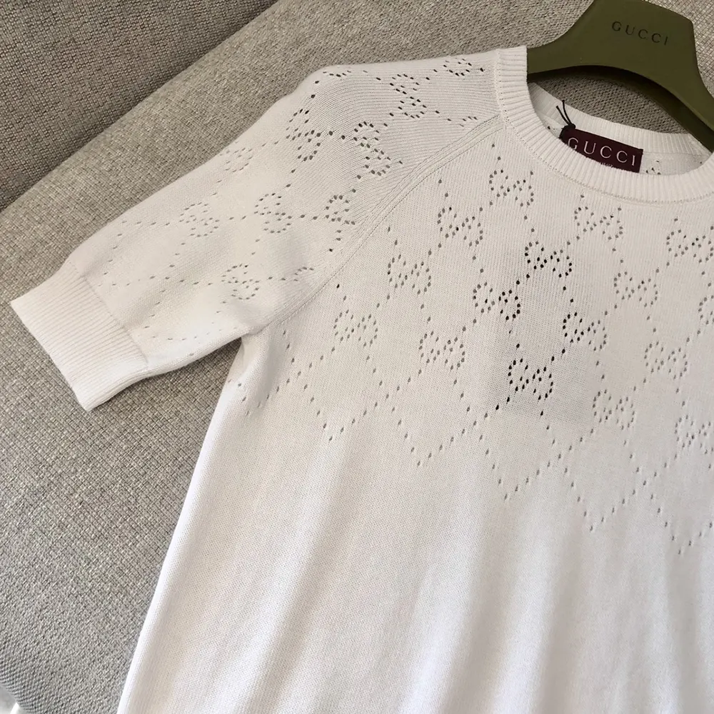 Gucci Women GG Cotton Crewneck Top-White ‎820703XKEO6