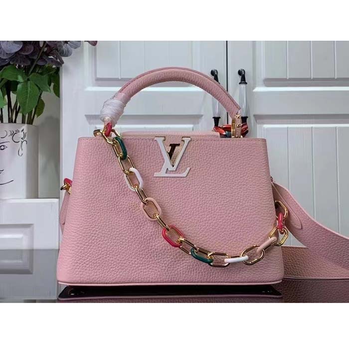 Louis Vuitton LV Women Capucines BB Handbag Jasmine Pink Taurillon Leather